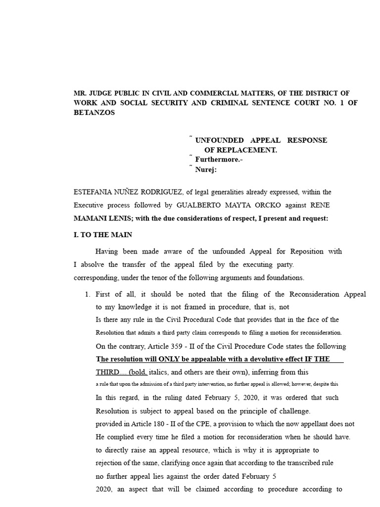 Recourse For Reconsideration | PDF | Appeal | Lawsuit