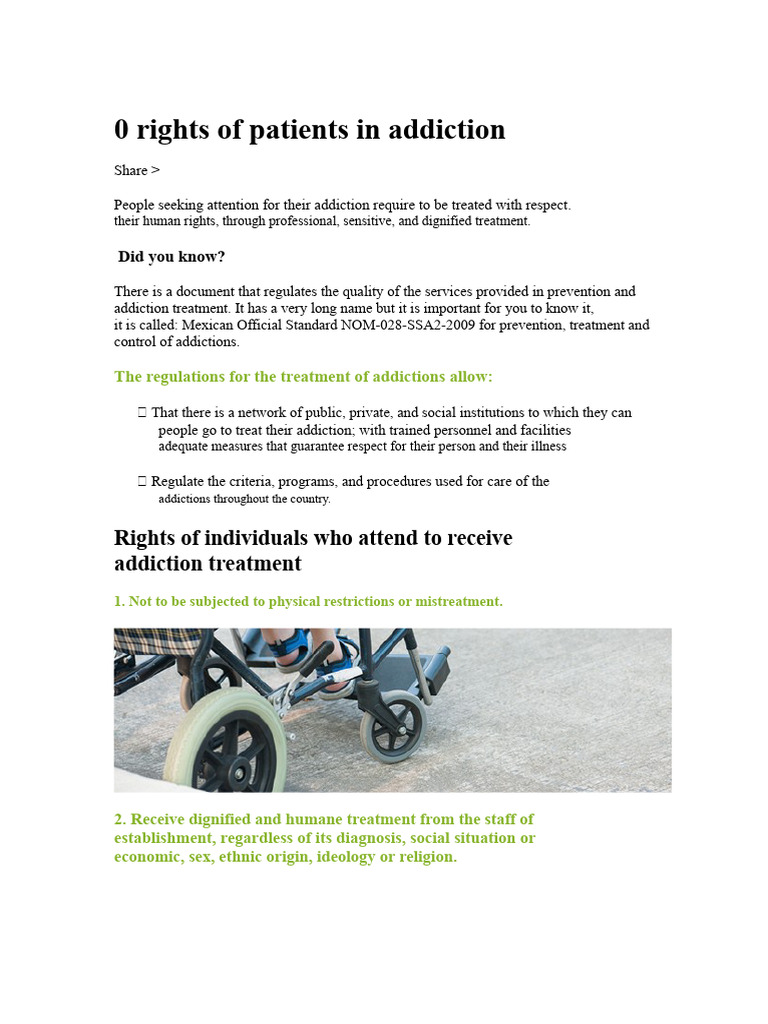 10 Rights of Patients in Addiction | PDF | Medical Record | Drug ...