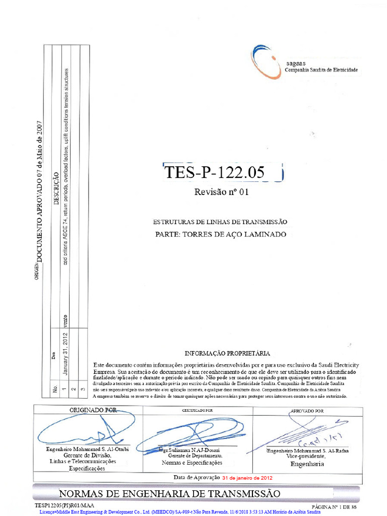 Normas de Engenharia para Torres de Transmissão | PDF | Transmissão de ...
