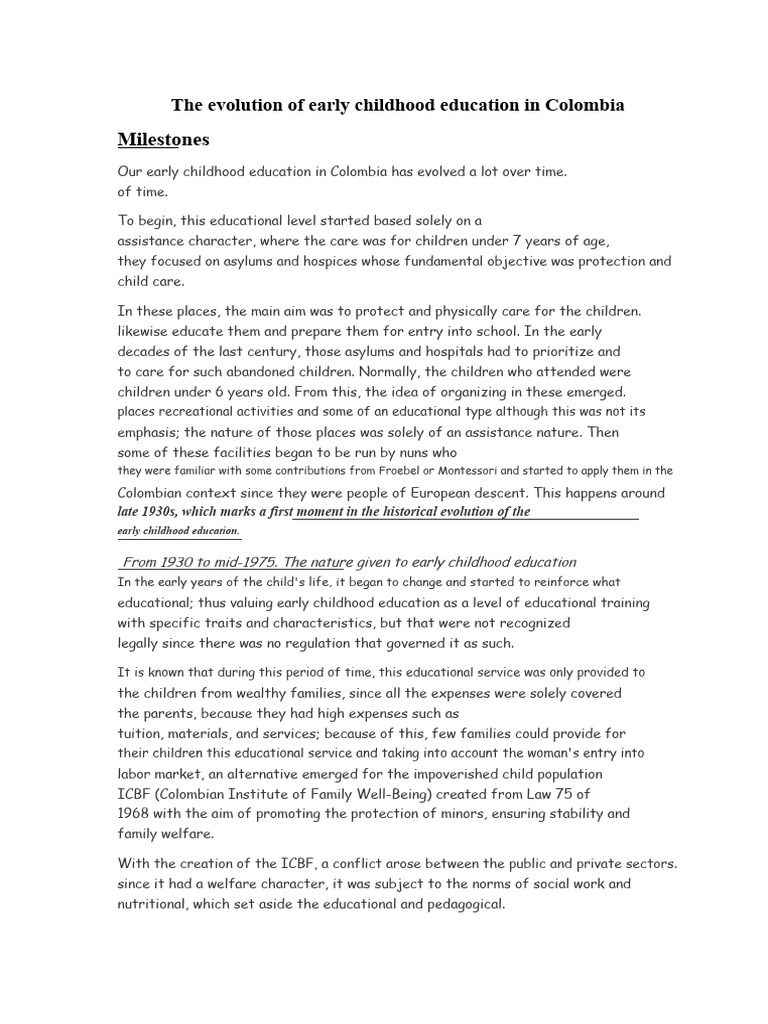 The Evolution of Early Childhood Education in Colombia | PDF ...