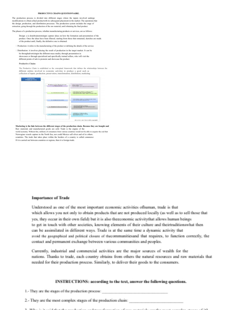 Productive Chains Questionnaire Guide | PDF | Marketing | Market ...