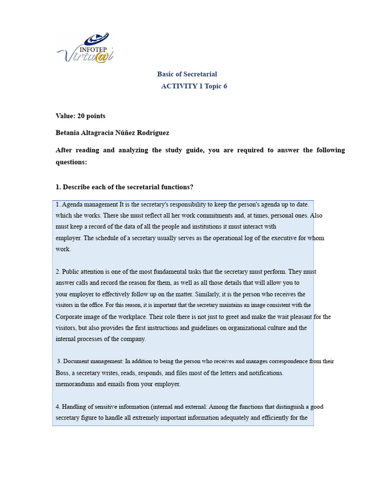 Essential Secretarial Functions Explained | PDF | Secretary | Body Language