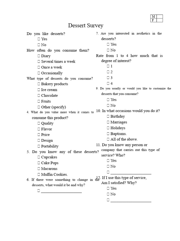 Dessert Consumption and Preferences Survey | PDF | Desserts | Foods