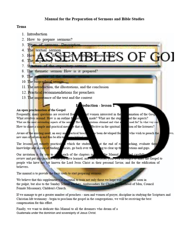 Sermon Preparation Guide for Preachers | PDF | Sermon | Jesus