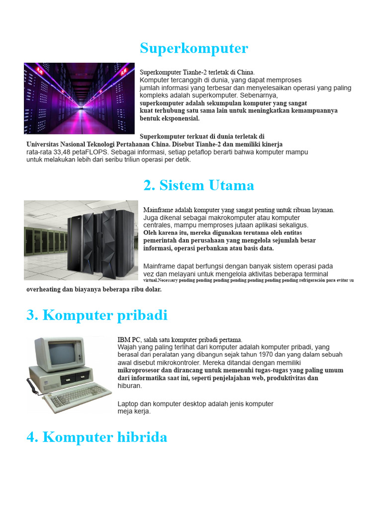 Jenis-Jenis Komputer Modern dan Fungsinya | PDF