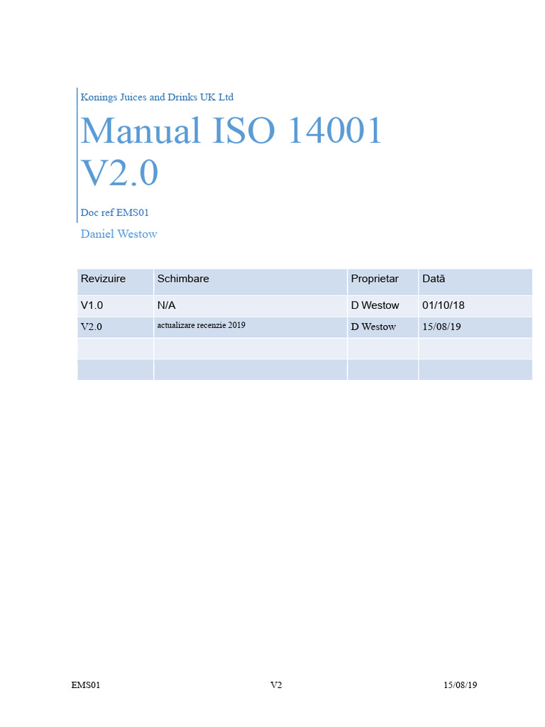 Ems 01 Manual ISO 14001 | PDF