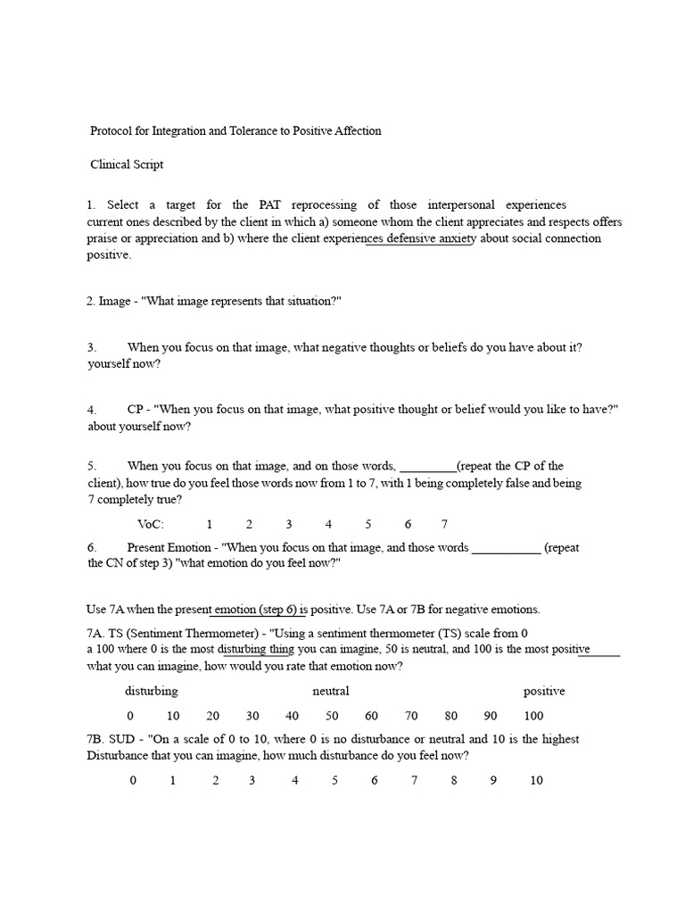 Integration and Tolerance To Positive Affection Protocol Andrew M | PDF ...