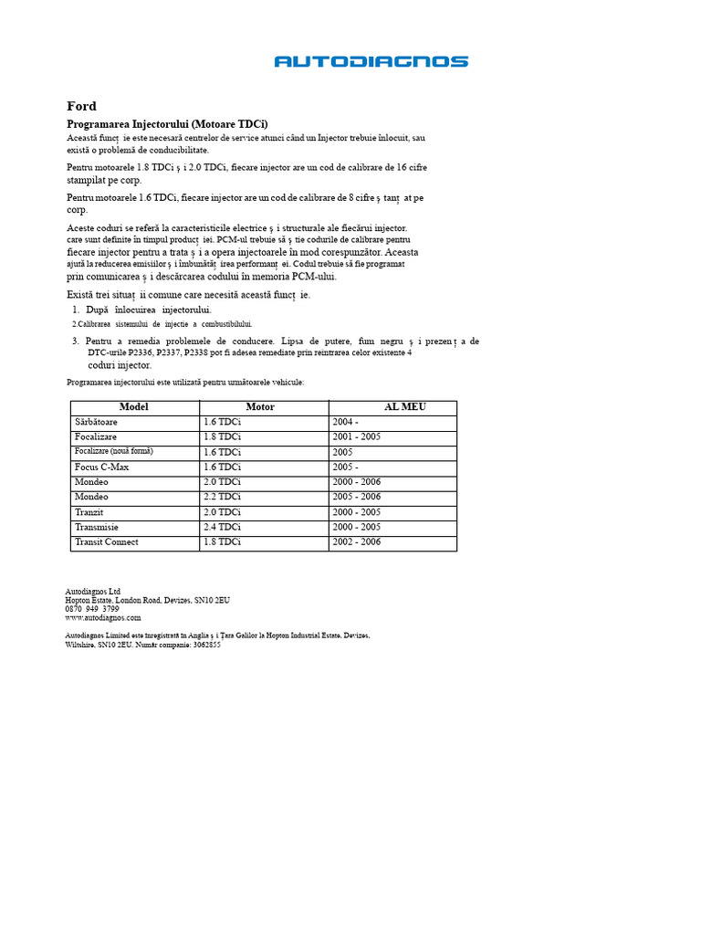 Programare Injectoare Ford Tdci Ad | PDF