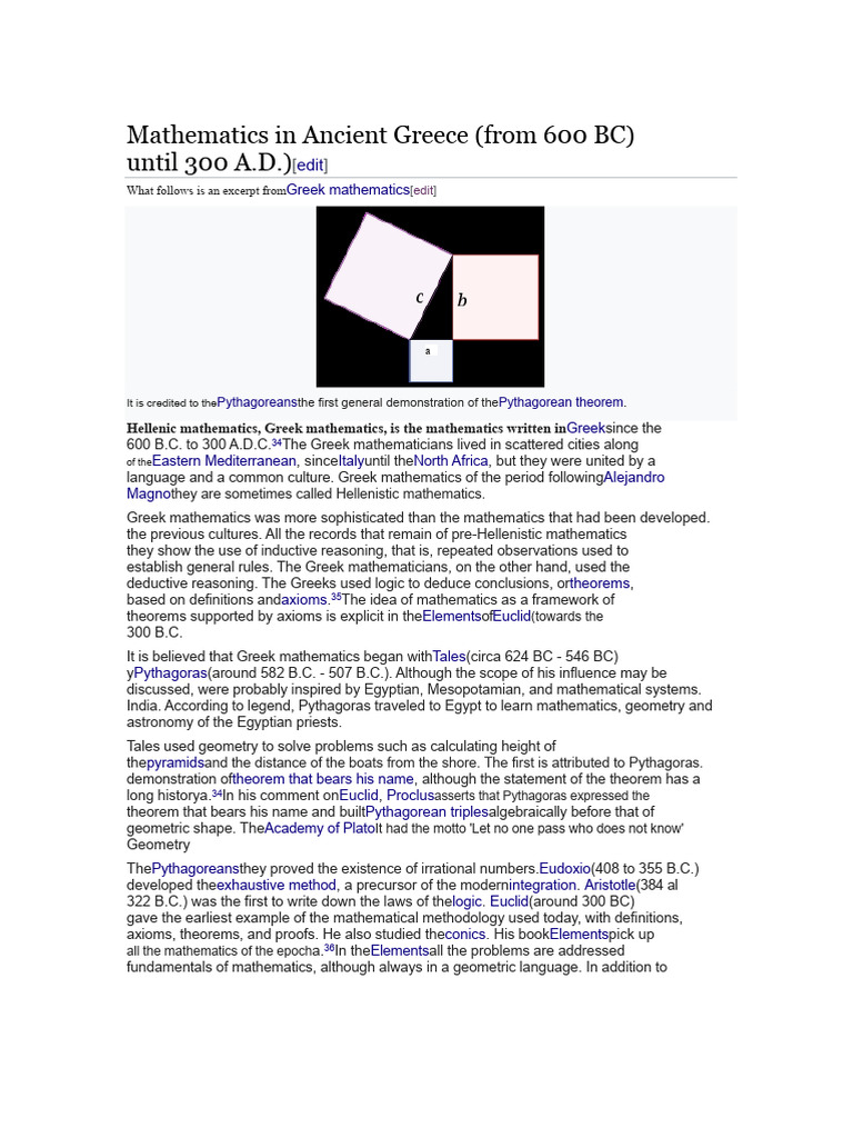 Mathematics in Ancient Greece | PDF | Mathematics | Geometry