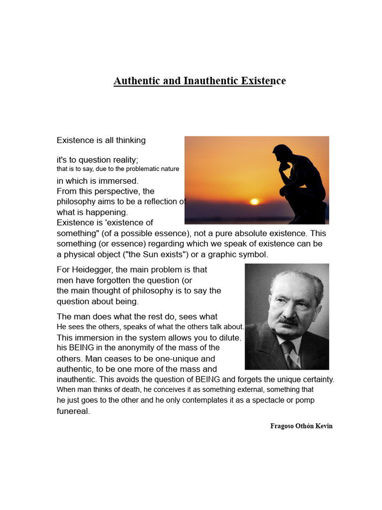 Authentic vs Inauthentic Existence | PDF | Authenticity (Philosophy ...