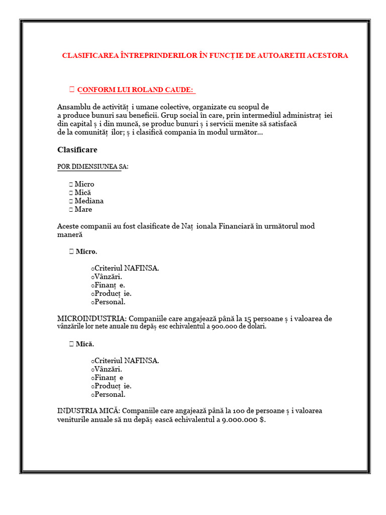Clasificarea Întreprinderilor În Funcție de Autorii Acestora | PDF