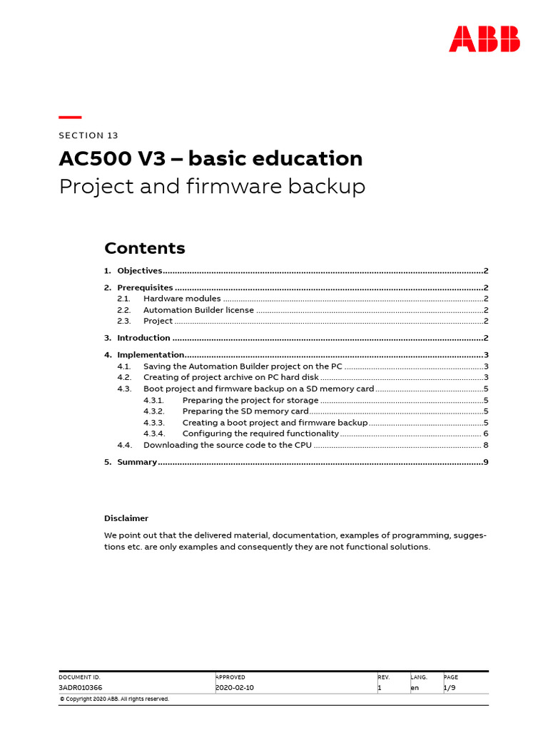 AC500 V3 Project Backup Guide | PDF | Booting | Computer File