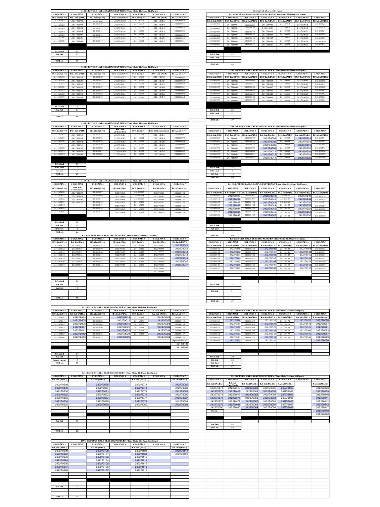 L-10 Lecture Hall Seating Plan | PDF
