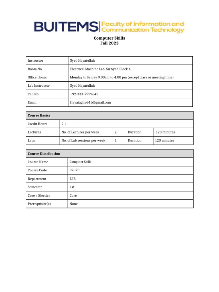 Computer Skills Course Overview 2023 | PDF | Computing