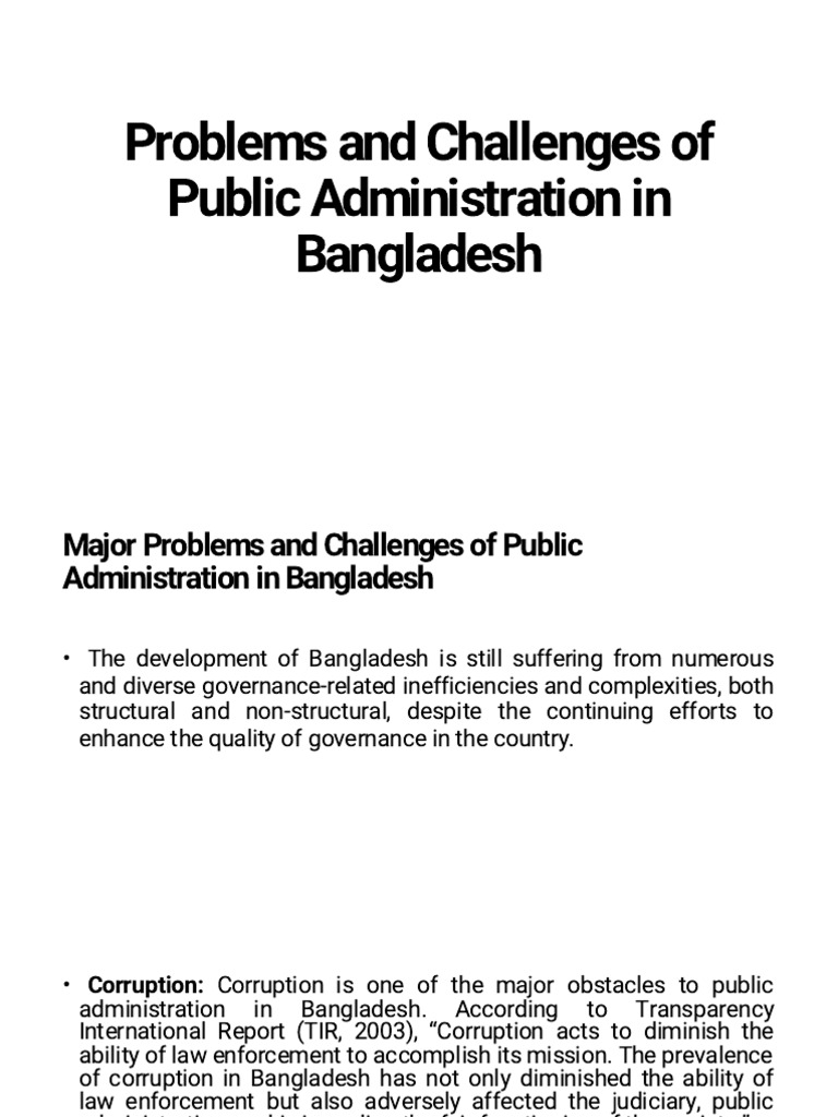 Challenges in Bangladesh's Public Administration | PDF | Political ...