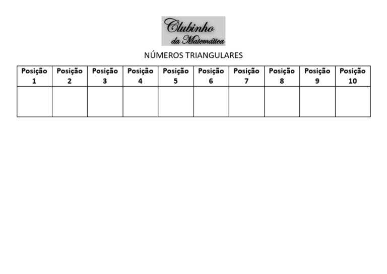 Números Triangulares: Posições e Valores | PDF