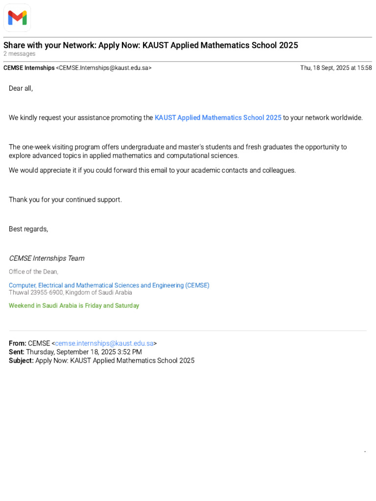 KAUST Applied Mathematics School 2025 | PDF | Applied Mathematics ...
