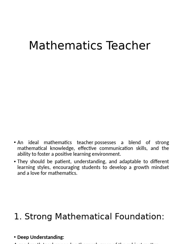 Essential Qualities of a Math Teacher | PDF