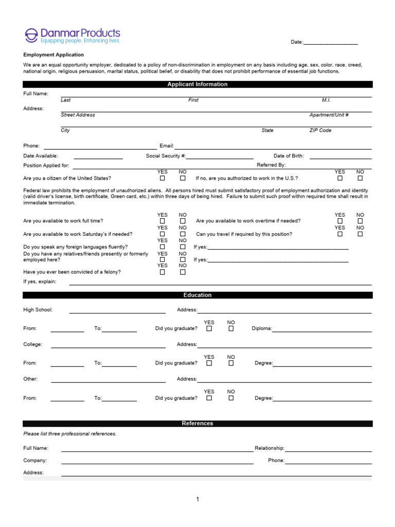 Employment Application Form Template | PDF | Salary | Employment