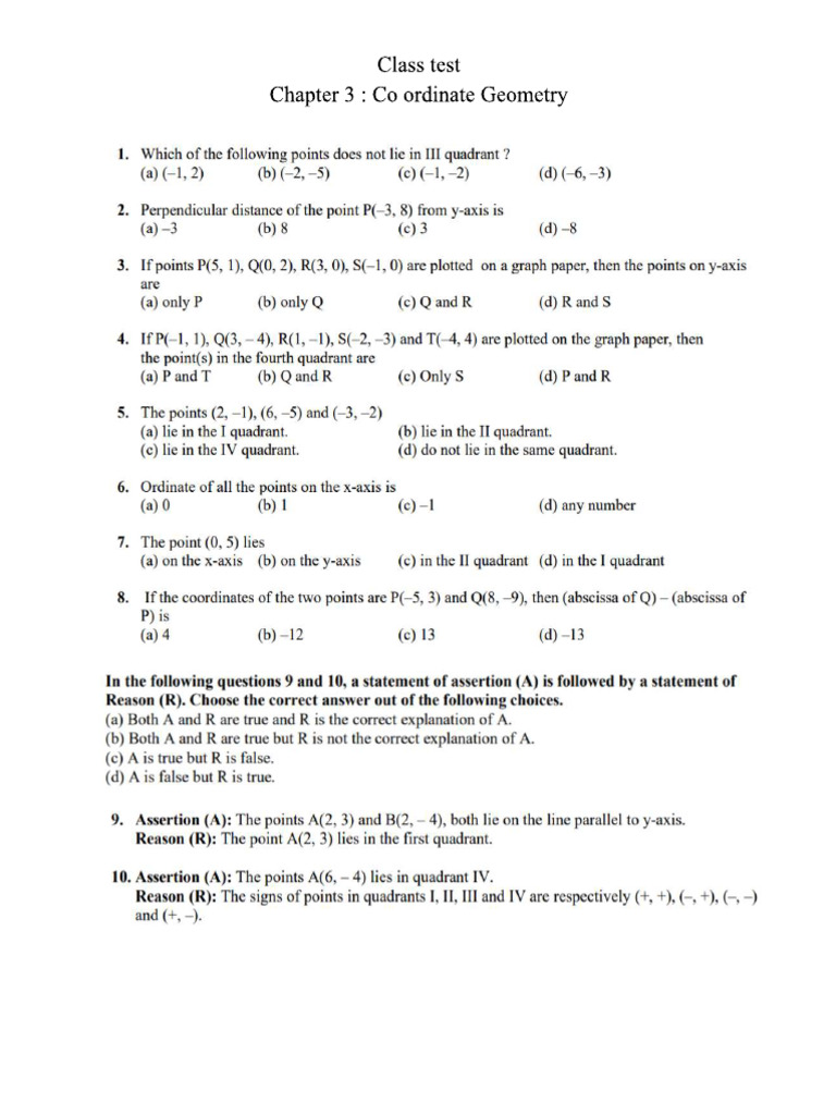 Maths CH 3 Test | PDF
