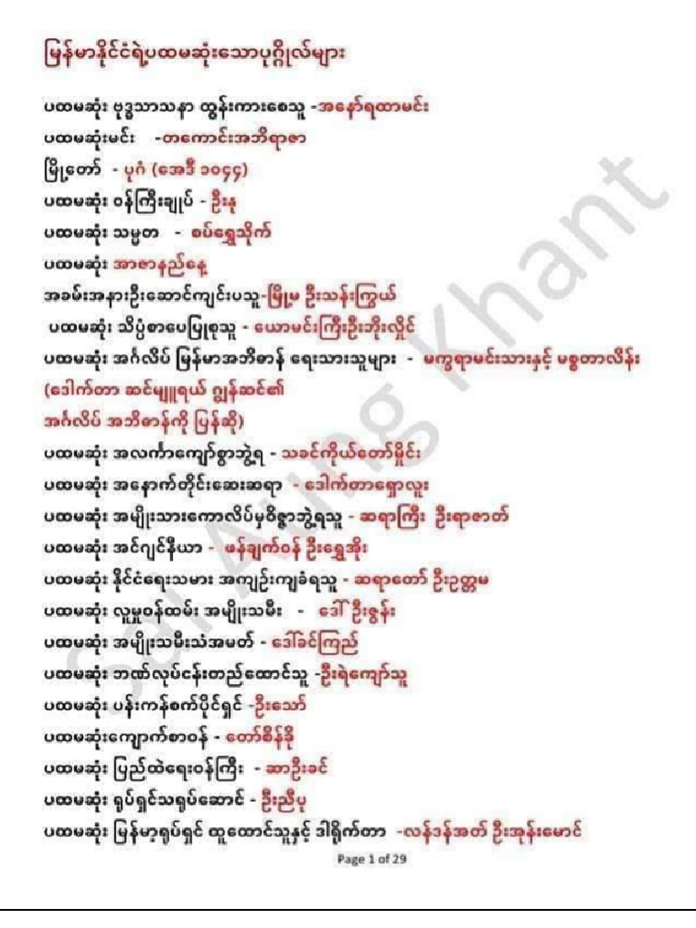 General Knowledges of Myanmar | PDF