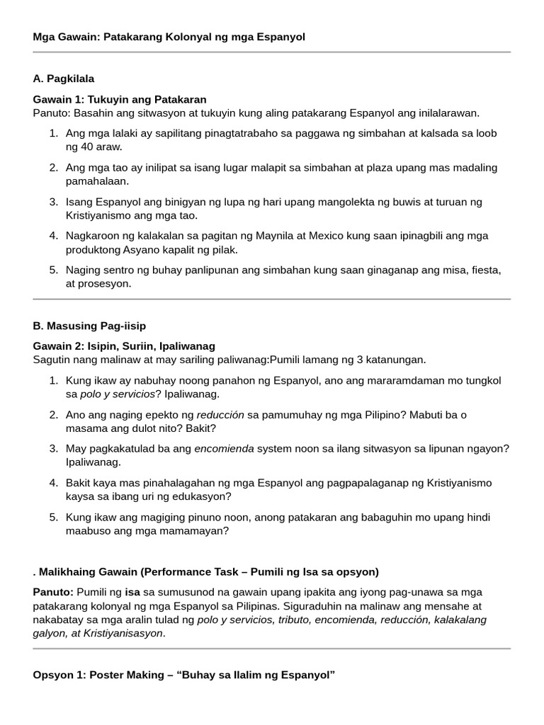 Mga Gawainsa Patakaran | PDF