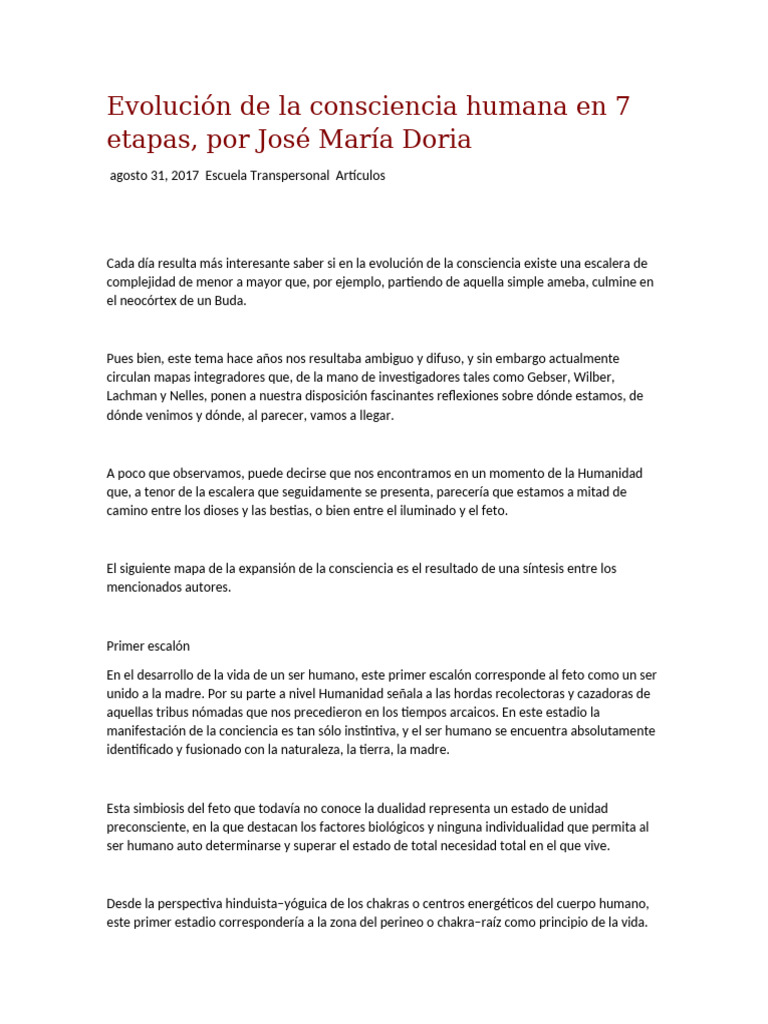 Evolución de la consciencia en 7 etapas | PDF | Amor