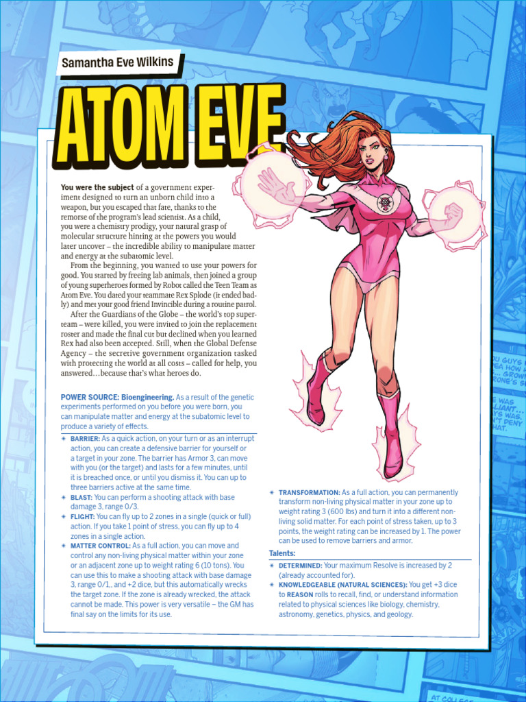 Invincible Superhero Roleplaying Quickstart Player Characters | PDF