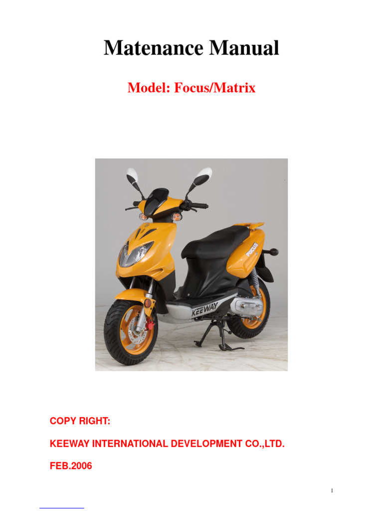 Focus/Matrix Scooter Maintenance Guide | PDF | Manual Transmission | Tire