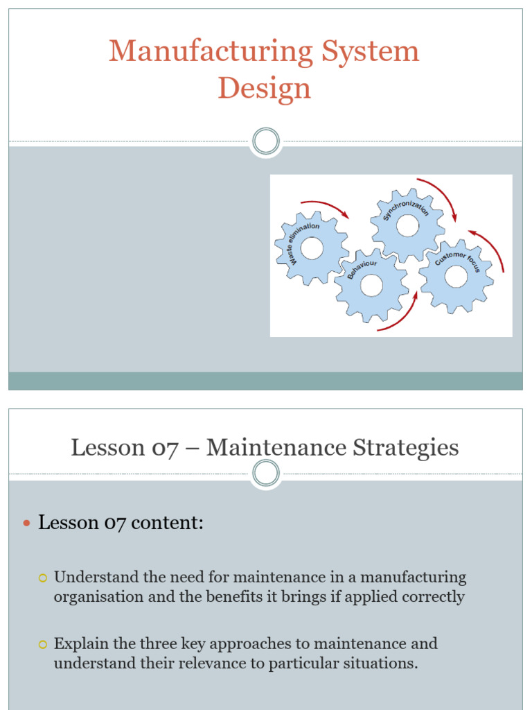 Maintenance Strategies in Manufacturing | PDF | Systems Engineering ...