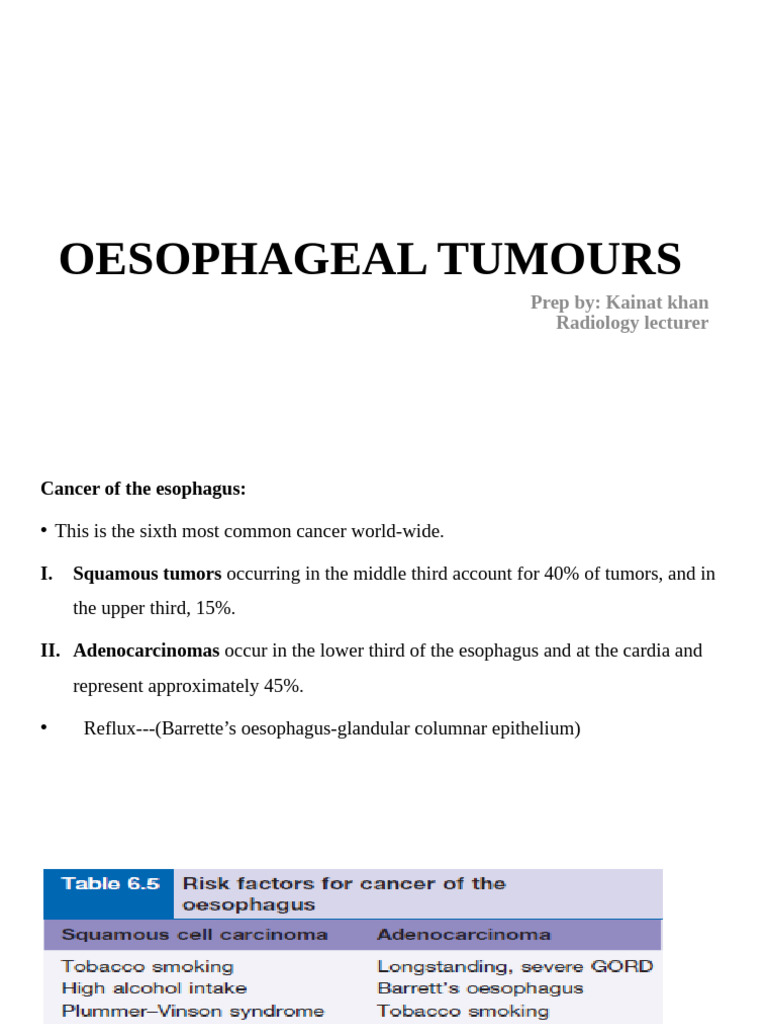 Esophageal Tumors: Types, Diagnosis, and Treatment | PDF | Esophagus ...