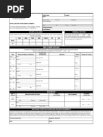 Application For Employement 2011