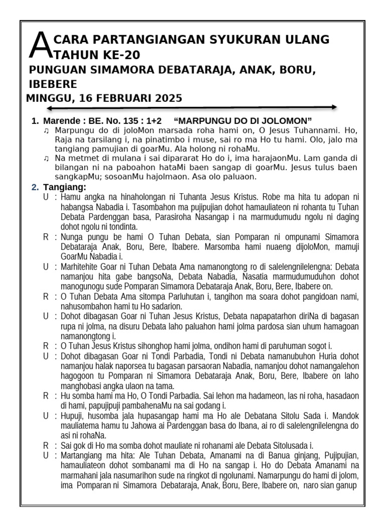 Syukuran Ulang Tahun ke-20 Simamora | PDF
