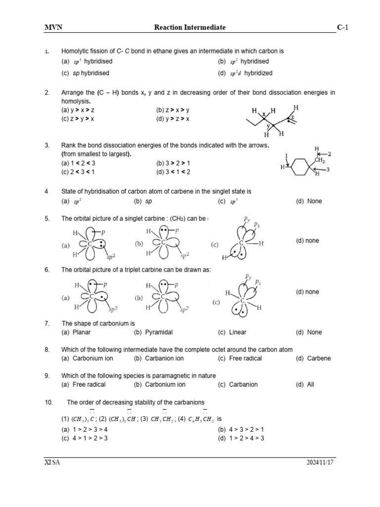 Understanding Carbon Reaction Intermediates | PDF | Radical (Chemistry ...