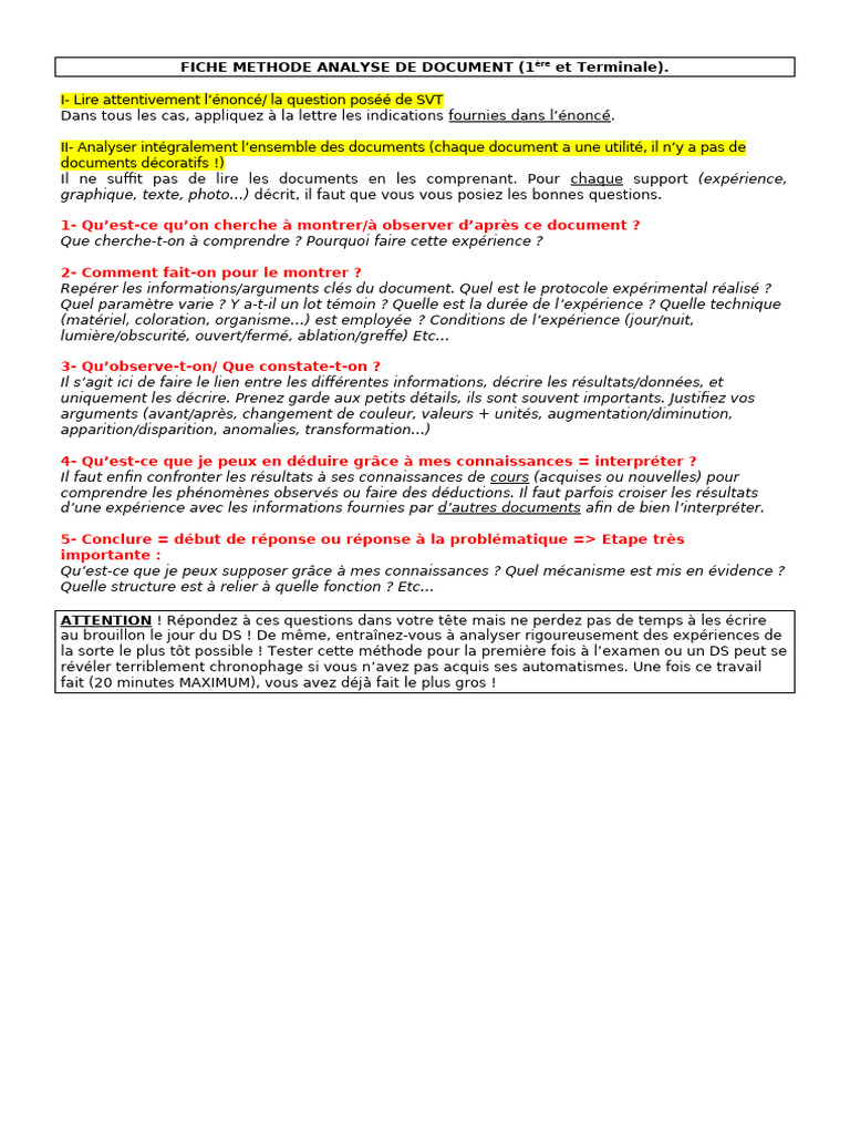 Méthode d'analyse de documents SVT | PDF | Méthode scientifique