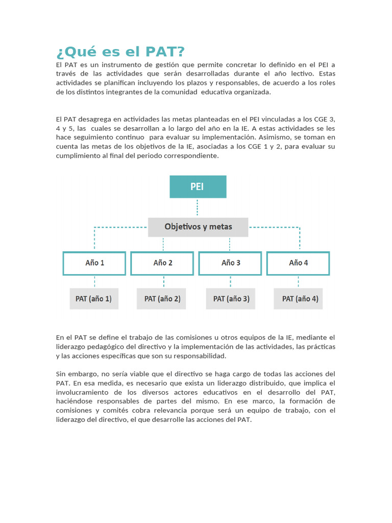 Guía del PAT en la Gestión Educativa | PDF | Liderazgo | Plan de estudios