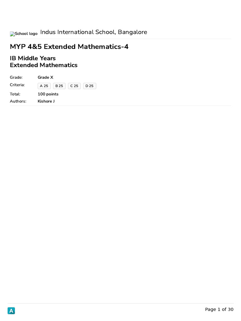 MYP 4&5 Extended Mathematics | PDF | Area | Elementary Mathematics