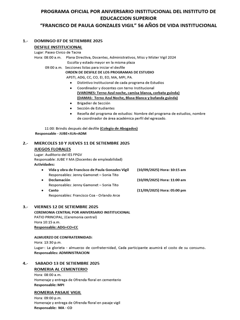 Programa Aniversario IES FPGV 2025 | PDF