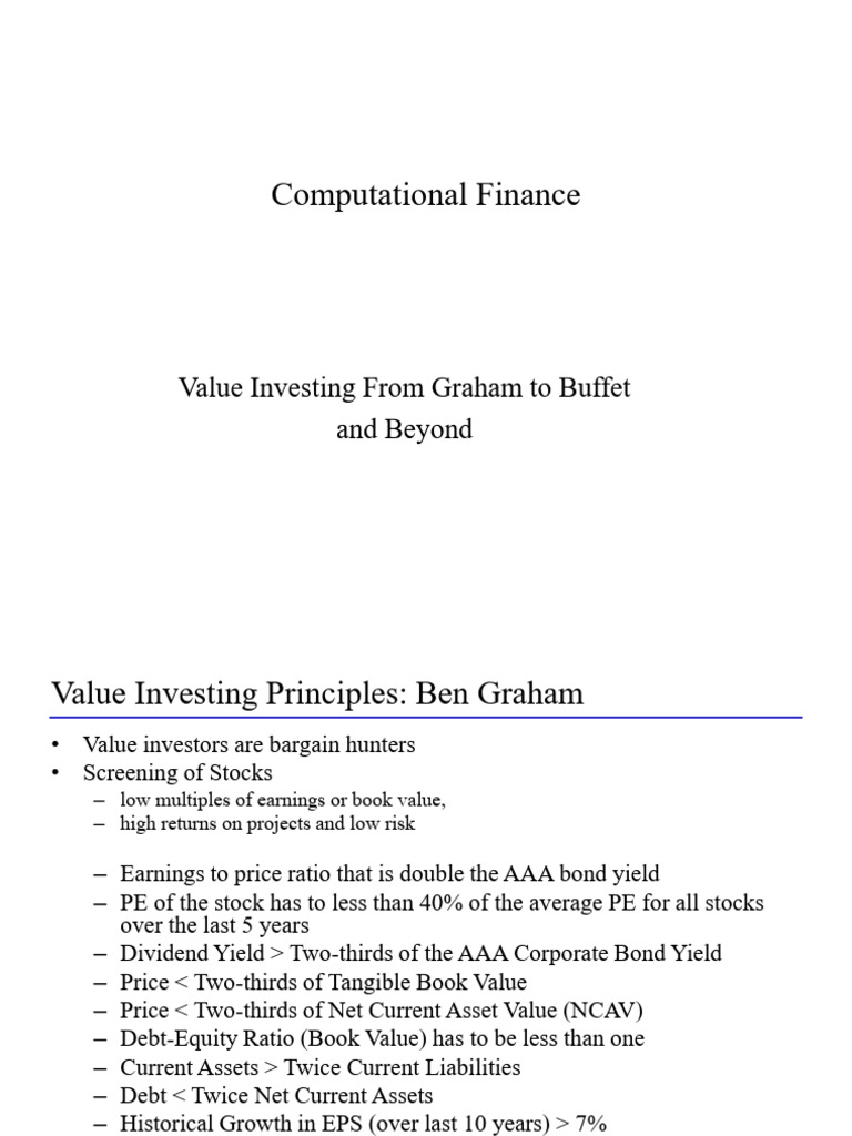 Value Investing Insights: Graham to Buffett | PDF | Value Investing ...
