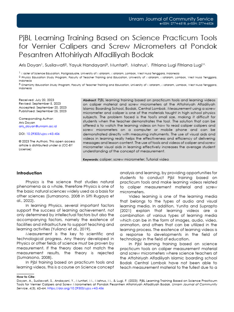 PJBL Learning Training Based On Science Practicum | PDF