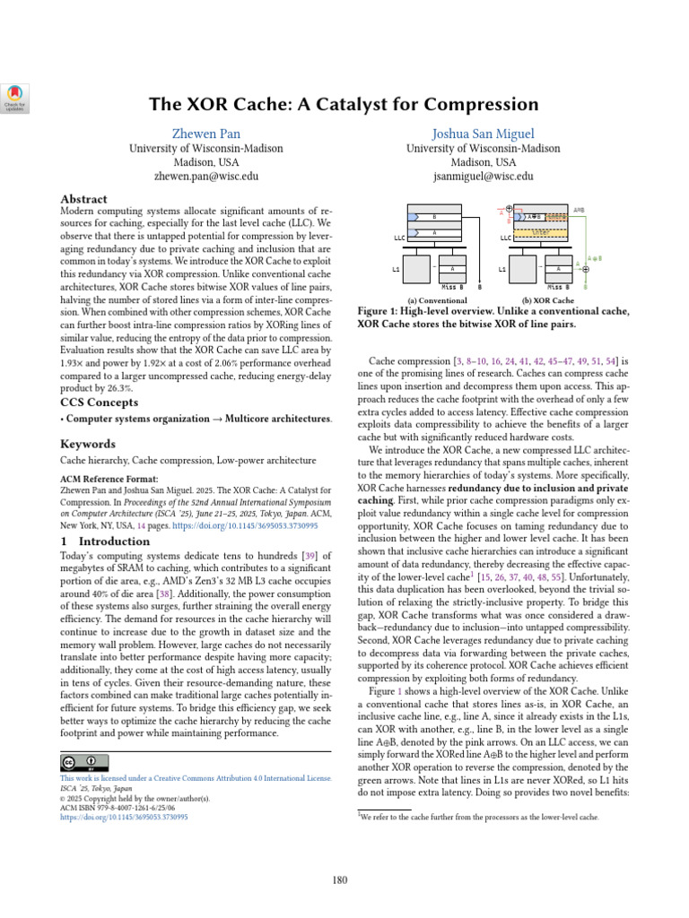 XOR Cache: Enhancing Compression Efficiency | PDF | Cpu Cache | Cache ...