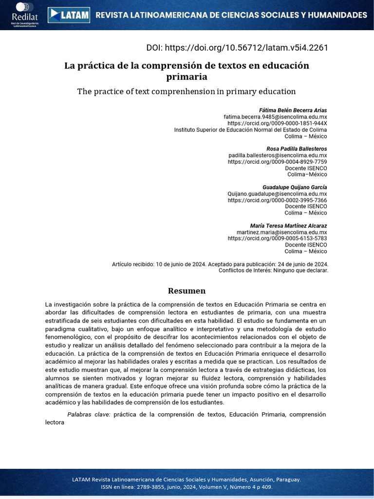 Mejora de la comprensión lectora en primaria | PDF | Aprendizaje ...