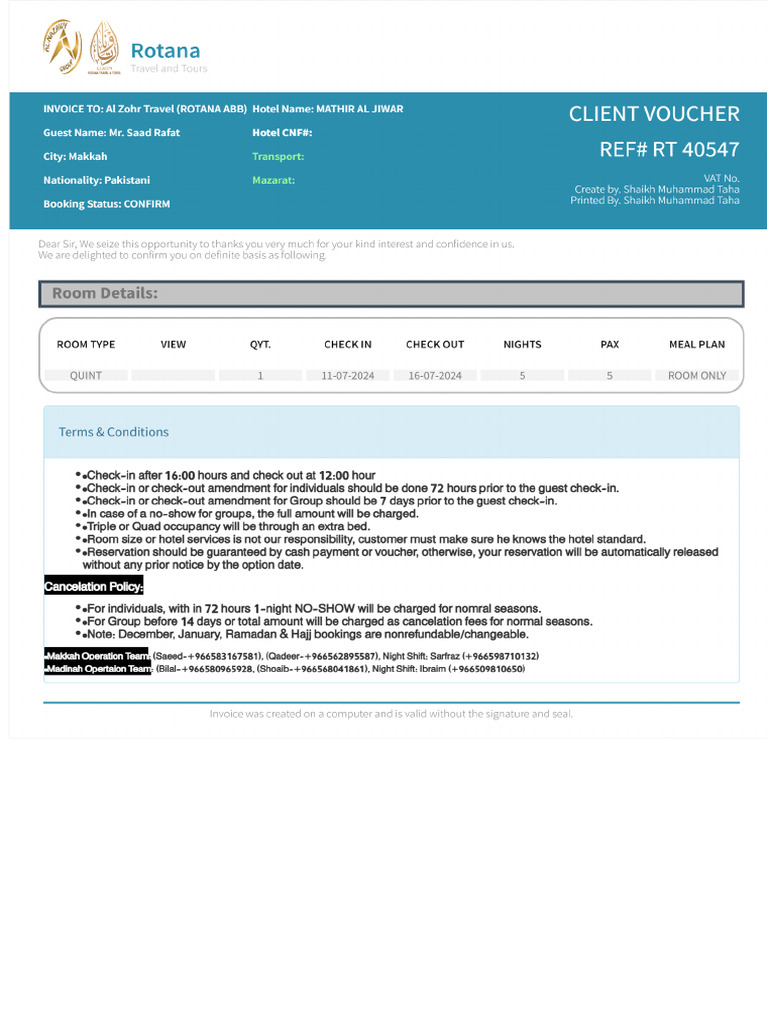 Saad Rafat - Client Voucher | PDF