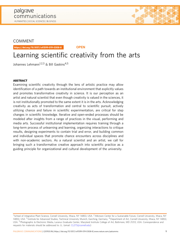 Learning Scientific Creativity From The Arts | PDF | Creativity | Science