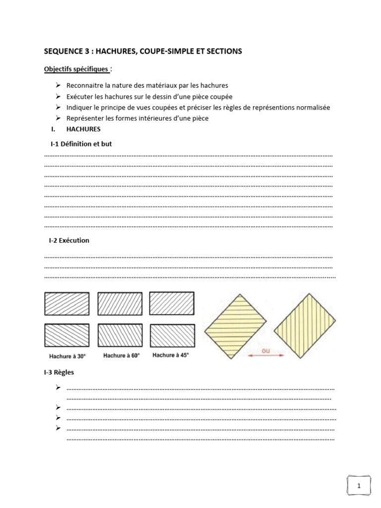 Hachures et Coupes Simples en Dessin | PDF