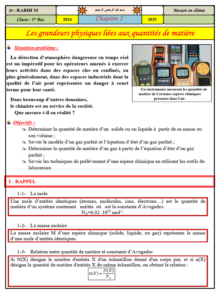 Mesure des gaz en chimie industrielle | PDF | Concentration molaire ...