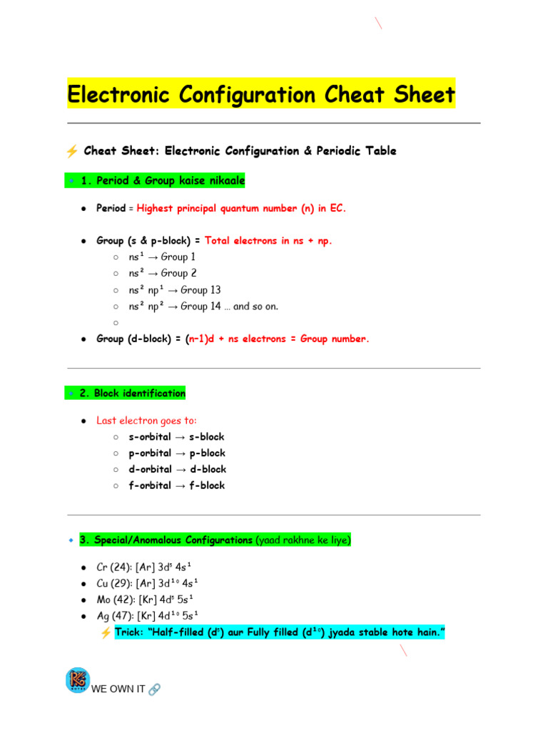 E.C Cheat Sheet For Jee - Neet by RK Notes | PDF