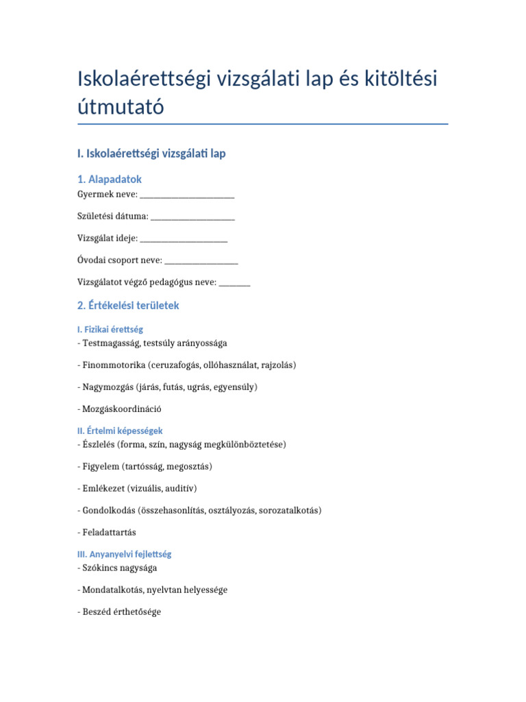 Iskolaerettsegi Vizsgalati Lap Egyben | PDF