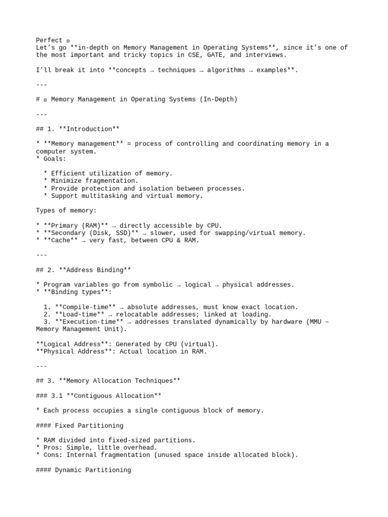 Memory Management in Operating Systems Os Cse | PDF | Computer Data ...