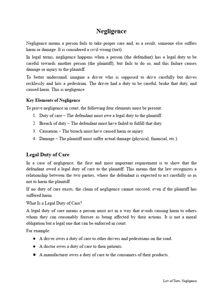 Understanding Legal Negligence Basics | PDF | Negligence | Duty Of Care
